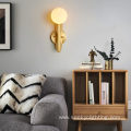 Antique Brass Modern Glass Wall Lamp For Hotel